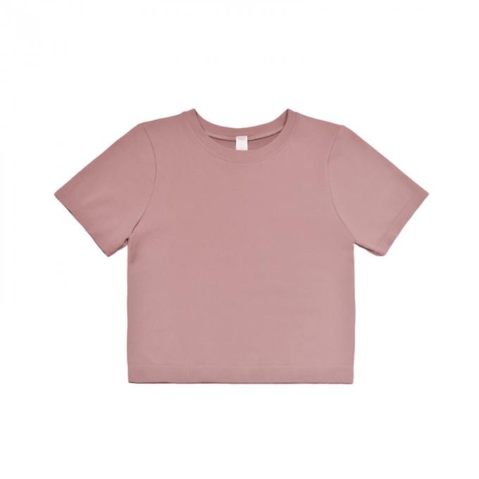 O-Hals-Blumen-Stickerei-Pullover-T-Shirt Frauen lösen verursachenden rosa kurzen Ärmel abzweigt neue Baumwollspitze des Sommer-2021