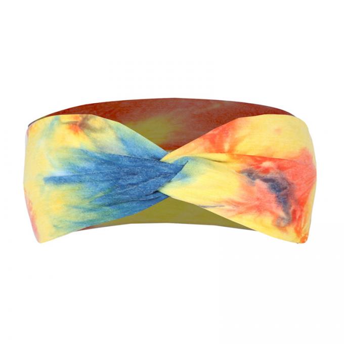 Kundenspezifisches Logo Tie Dye Headband Woman-elastisches Querkopf-Verpackungs-Fadenkreuz-Großhandelsband für Sport-Trainings-Make-up