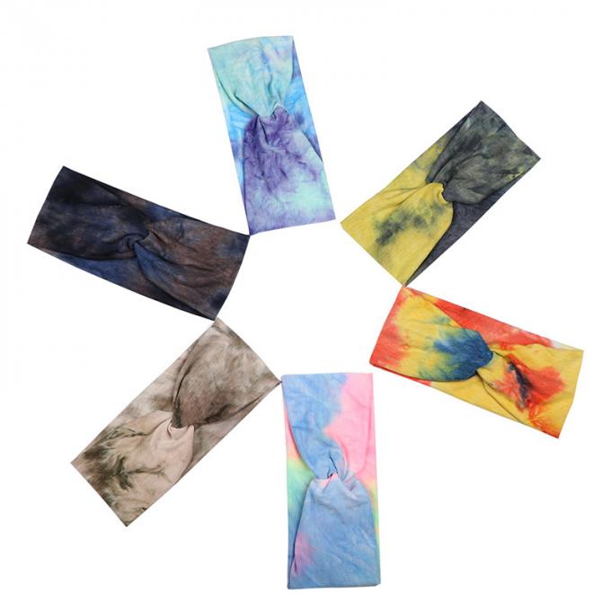 Kundenspezifisches Logo Tie Dye Headband Woman-elastisches Querkopf-Verpackungs-Fadenkreuz-Großhandelsband für Sport-Trainings-Make-up