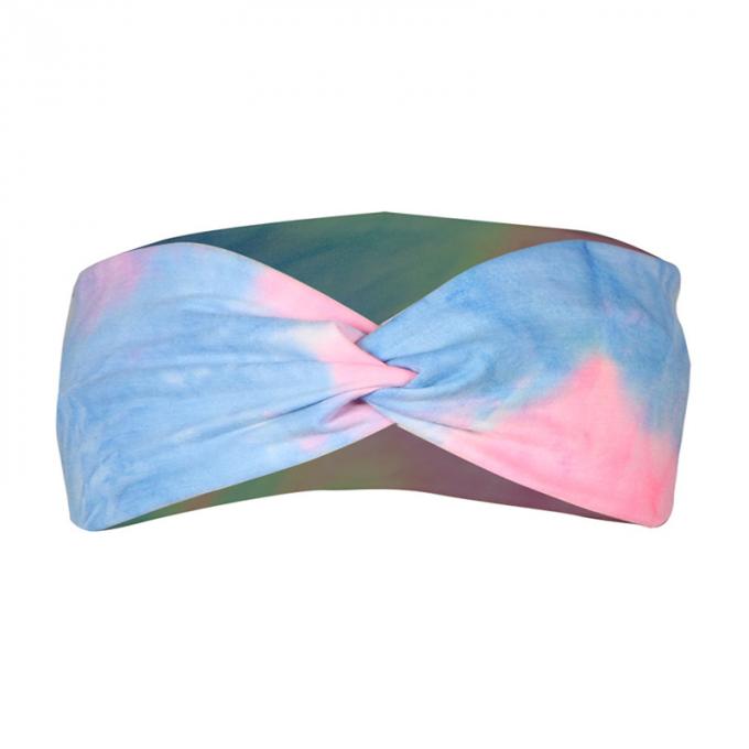 Kundenspezifisches Logo Tie Dye Headband Woman-elastisches Querkopf-Verpackungs-Fadenkreuz-Großhandelsband für Sport-Trainings-Make-up