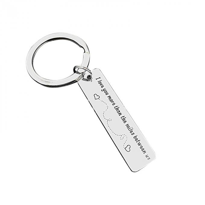 Heißer verkaufender Andenken-Zink-Legierungs-Rechteck-Form-Valentinsgruß-Metallgeschenkschlüsselanhänger der kreativen hohen Qualität kundenspezifischer
