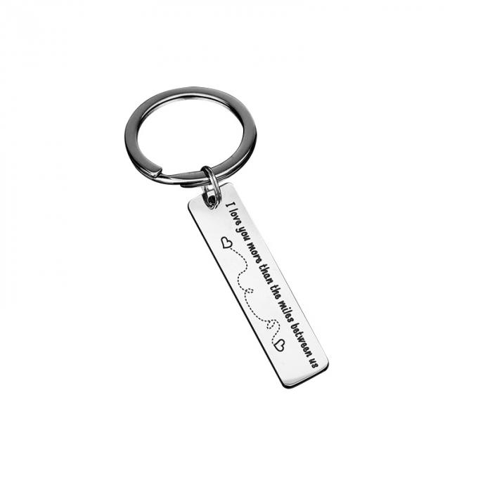 Heißer verkaufender Andenken-Zink-Legierungs-Rechteck-Form-Valentinsgruß-Metallgeschenkschlüsselanhänger der kreativen hohen Qualität kundenspezifischer