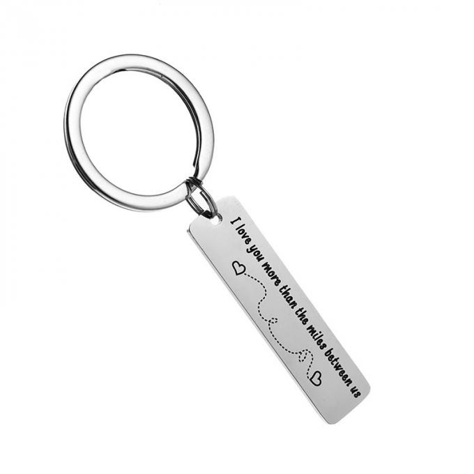 Heißer verkaufender Andenken-Zink-Legierungs-Rechteck-Form-Valentinsgruß-Metallgeschenkschlüsselanhänger der kreativen hohen Qualität kundenspezifischer