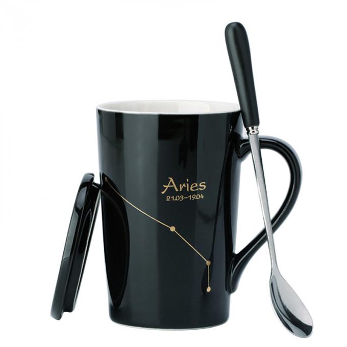 Gewohnheit der hohen Qualität druckte 12 Becherkaffee-Trommelschalen der Konstellation keramische mit mehrfarbigem Deckel und Löffel drinkware Lech