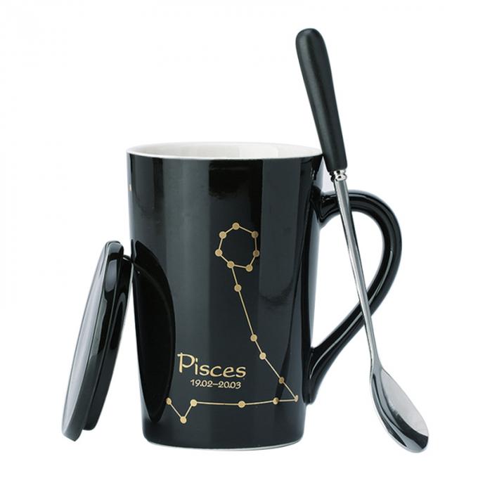 Gewohnheit der hohen Qualität druckte 12 Becherkaffee-Trommelschalen der Konstellation keramische mit mehrfarbigem Deckel und Löffel drinkware Lech