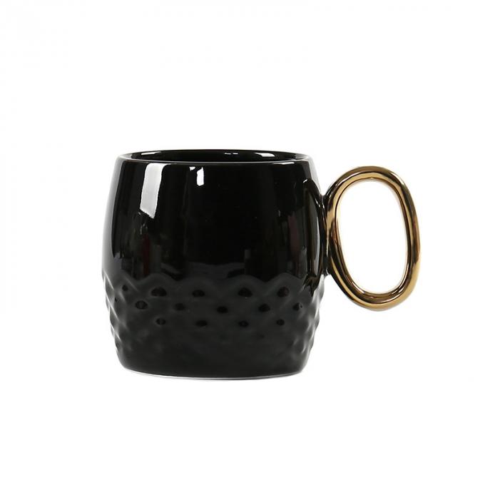 Lustiges keramisches Kaffeetasse Porzellan-Ananas formen schwarze weiße Becher-Schalen mit Gold behandeln überzogene fördernde Reise-Andenken