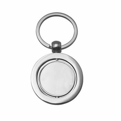 Custom Promotional Rotating Blank Metal Car Keyring Round Shape Zinc Alloy Keychain