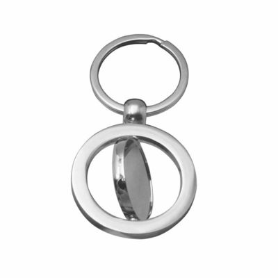 Custom Promotional Rotating Blank Metal Car Keyring Round Shape Zinc Alloy Keychain